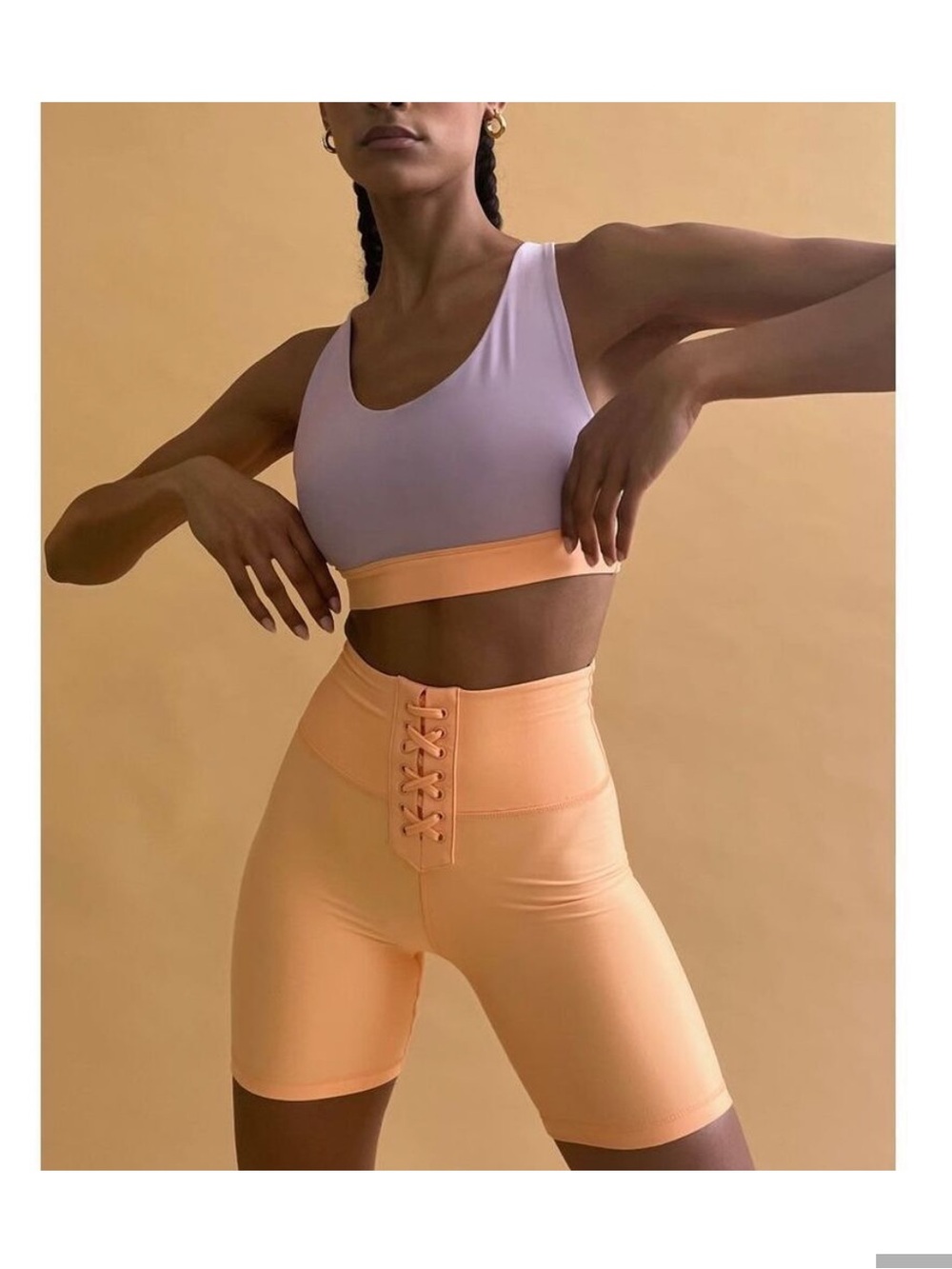 Weworewhat high waist Peach Lace-Up Bike Shorts - Women size S